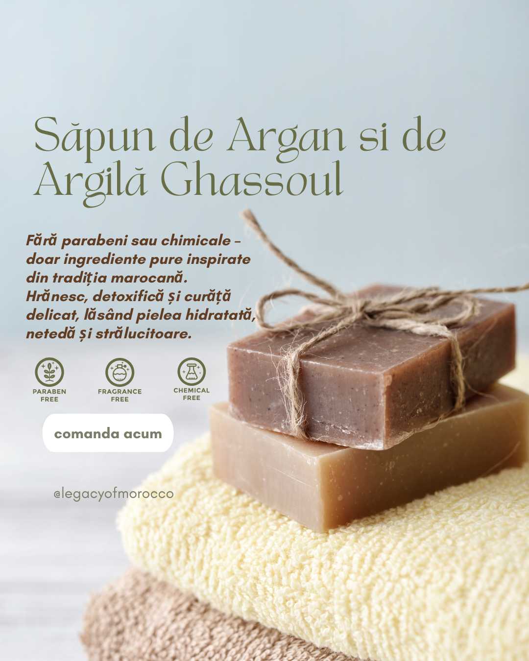 Natural argan soap with Ghassoul Clay 100g